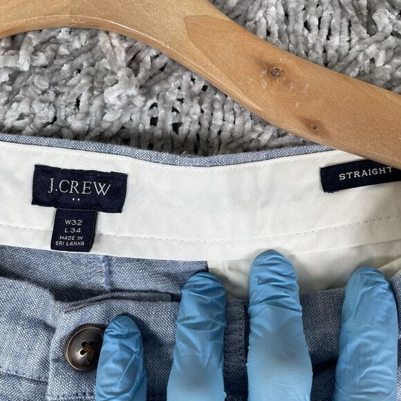 J.Crew Linen Blend Pants Men's Size 32/34 Blue Straight Fit Preppy Business Golf - Picture 2 of 6